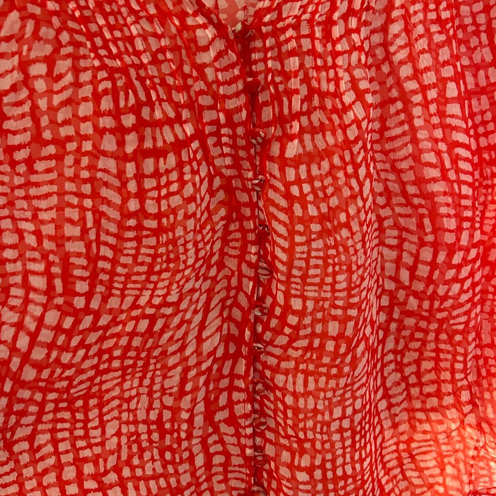 Joie Silk Covered Button Patterned Top - image 5